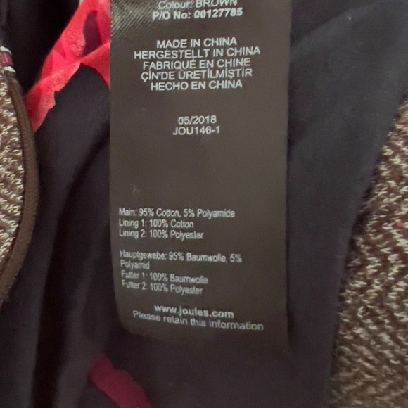 Joules Agatha brown tweed herringbone blazer jacket women's US8 EU40 UK12 piping - Picture 11 of 11